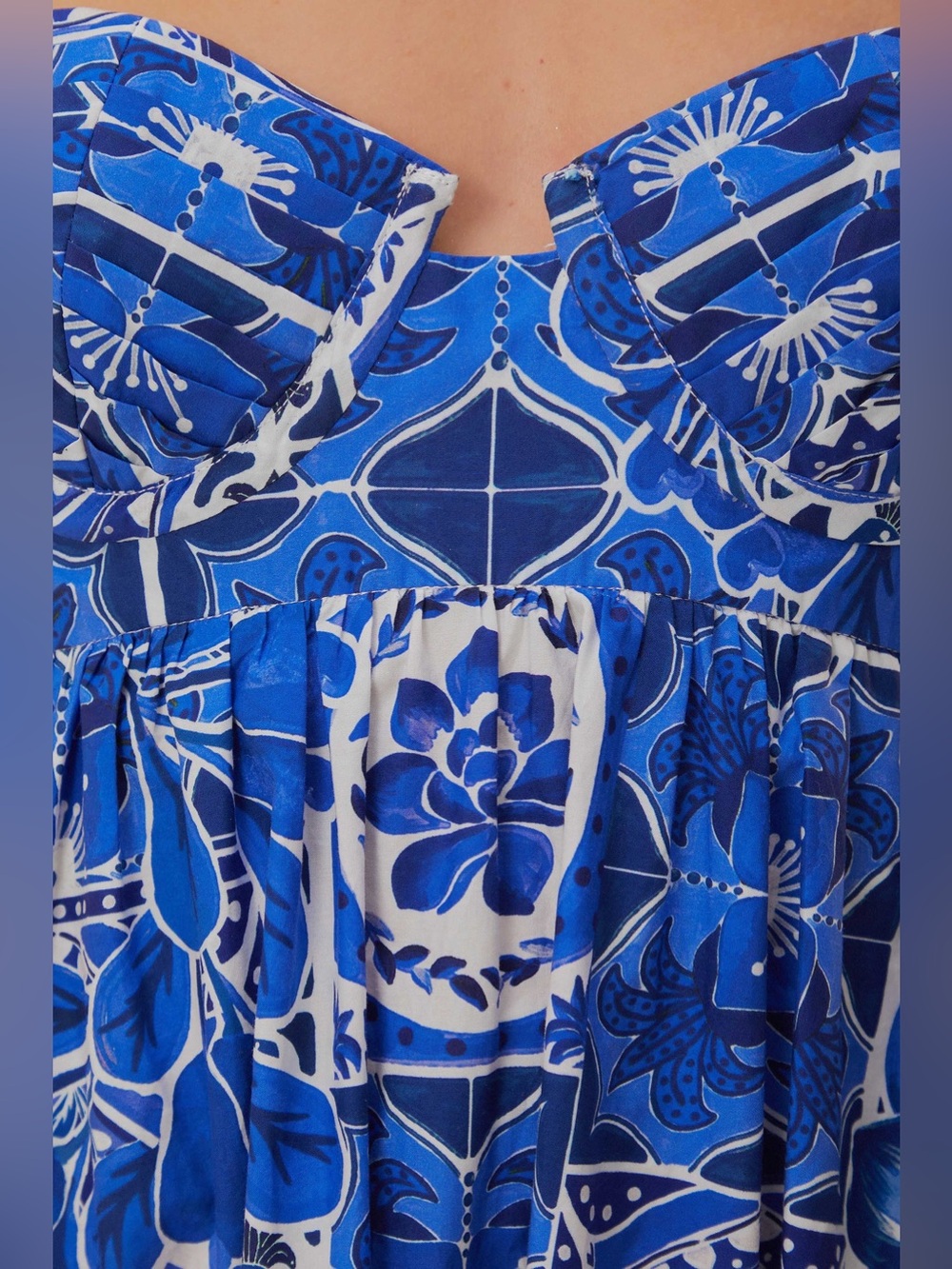 Farm Rio Blue Tile Dream Sleeveless Maxi Dress Size Medium NWT - Picture 8 of 12